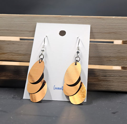 3 Bronze Oval Drop Earrings