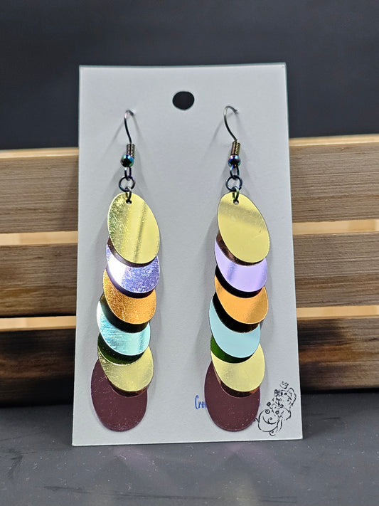 Multi Colored Oval Drop Earrings